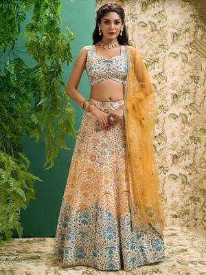 multi color digital printed art silk event lehenga set choli with dupatta 1