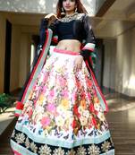 Multi Color Floral Printed Silk Celebrity Lehenga Choli