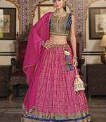 Pink Foil Printed Silk Sangeet Wear Lehenga Choli