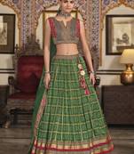 Green Foil Printed Silk Wedding Lehenga Choli With Dupatta
