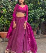 purple leheriya printed georgette festival lehenga set choli with dupatta