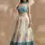 white & blue sequins chinon lehenga set choli with dupatta