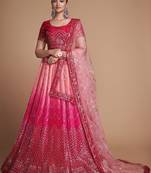 Pink Sequins Chinon Bridesmaid Lehenga Choli With Dupatta
