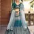 blue sequins chinon lehenga set choli with dupatta