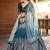 blue sequins chinon lehenga set choli with dupatta