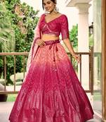 pink sequins chinon wedding lehenga set choli with dupatta with dupatta