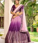 purple sequins chinon lehenga set choli with dupatta