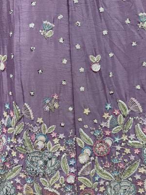 purple sequins chinon lehenga set choli with dupatta 4