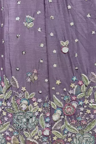 purple sequins chinon lehenga set choli with dupatta