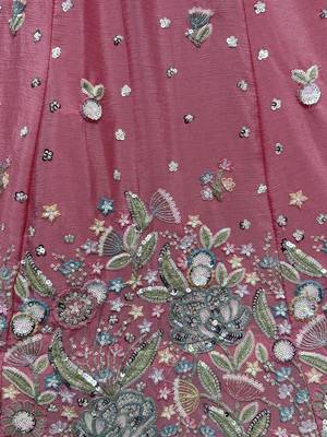 pink sequins chinon lehenga set choli with dupatta 4