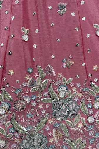 pink sequins chinon lehenga set choli with dupatta