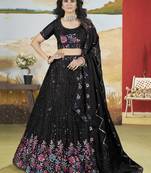 Black Sequins Chinon  Reception Wear Lehenga Choli