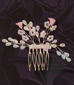 Pack of 1 stylish hair accessories for women & girls artificial flower & pearl juda bun, floral bridal brooch