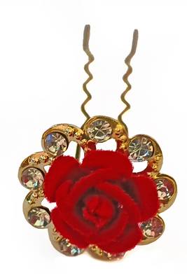 Pack of 12 red rose juda pins for hair fancy metal flower bun pins for women & girls 2