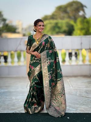 Soft Silk Blend saree with zari weaving meenakari design 1