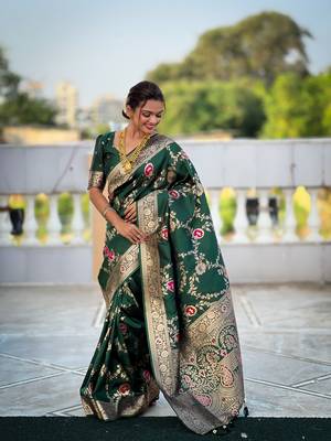 Soft Silk Blend saree with zari weaving meenakari design 2