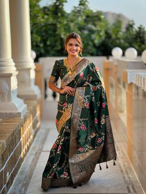 Soft Silk Blend saree with zari weaving meenakari design 4