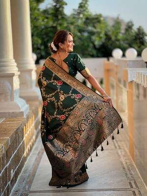 Soft Silk Blend saree with zari weaving meenakari design 5