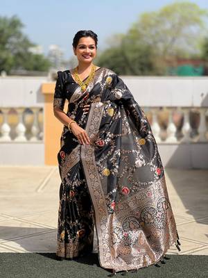 Soft Silk Blend saree with zari weaving meenakari design 1