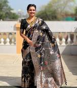Soft Silk Blend saree with zari weaving meenakari design