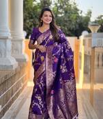 Soft Silk Blend saree with zari weaving meenakari design