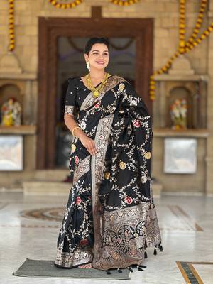 Soft Silk Blend saree with zari weaving meenakari design 3