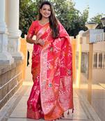 Soft Silk Blend saree with zari weaving meenakari design