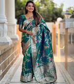 Soft Silk Blend saree with zari weaving meenakari design
