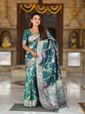 Soft Silk Blend saree with zari weaving meenakari design 2