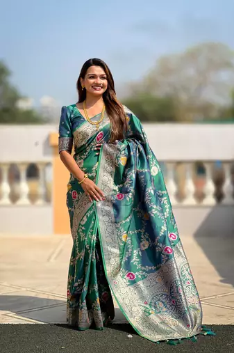 Soft Silk Blend saree with zari weaving meenakari design