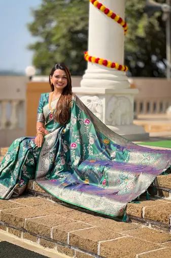 Soft Silk Blend saree with zari weaving meenakari design