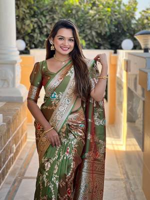 Soft Silk Blend saree with zari weaving meenakari design 2