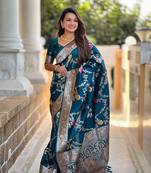 Soft Silk Blend saree with zari weaving meenakari design