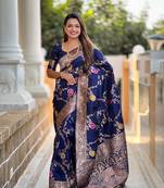 Soft Silk Blend saree with zari weaving meenakari design