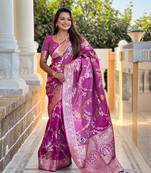 Soft Silk Blend saree with zari weaving meenakari design
