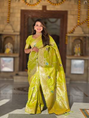 Soft Silk Blend saree with zari weaving meenakari design 3