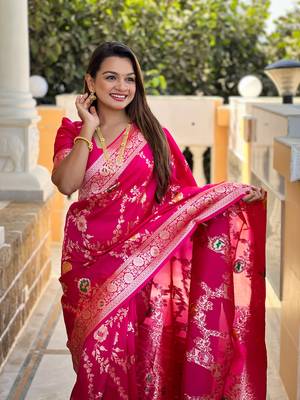 Soft Silk Blend saree with zari weaving meenakari design 2