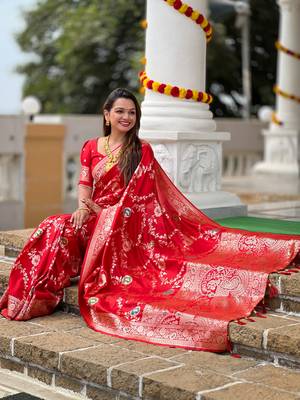 Soft Silk Blend saree with zari weaving meenakari design 3