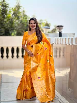 Soft Silk Blend saree with zari weaving meenakari design 1
