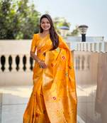 Soft Silk Blend saree with zari weaving meenakari design
