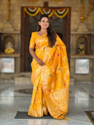 Soft Silk Blend saree with zari weaving meenakari design 3