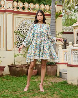 Beautiful hand block printed cotton mini dress 3