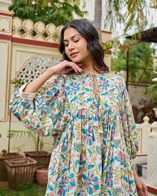 Beautiful hand block printed cotton mini dress 5