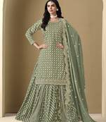 Jacquard Work dola Sage Green Readymade Lehenga Choli