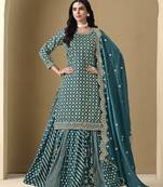 Jacquard Work dola Teal Readymade Lehenga Choli
