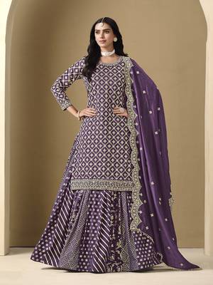 Jacquard Work dola Purple Readymade Lehenga Choli 1