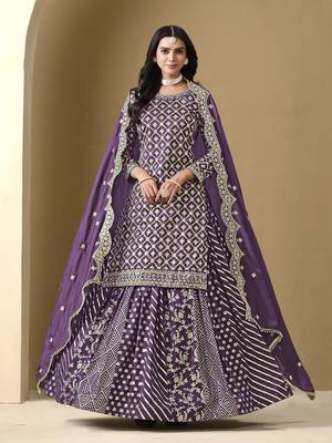 Jacquard Work dola Purple Readymade Lehenga Choli 2