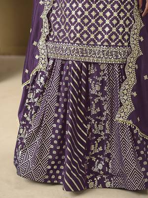 Jacquard Work dola Purple Readymade Lehenga Choli 4
