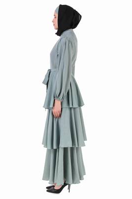 Fancy Sea Green Layered Abaya 5