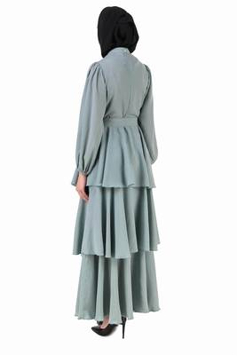 Fancy Sea Green Layered Abaya 6